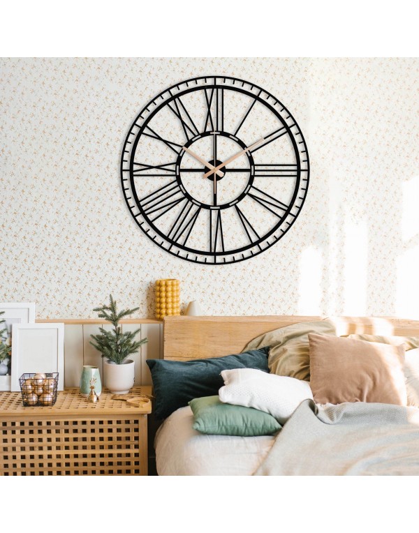 Extra large silent Roman numeral metal wall clock