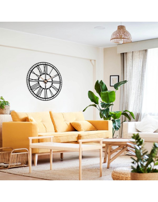 Extra large silent Roman numeral metal wall clock