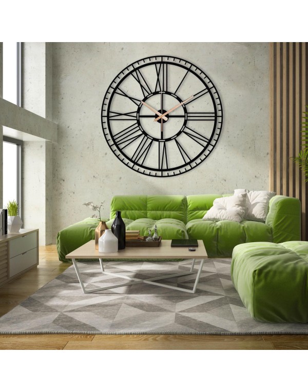 Extra large silent Roman numeral metal wall clock