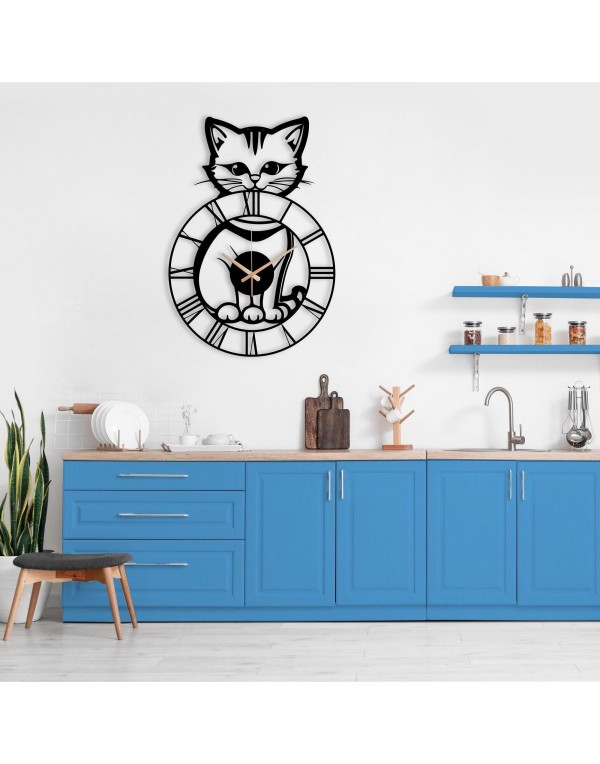 Cute Kitten Metal Wall Clock