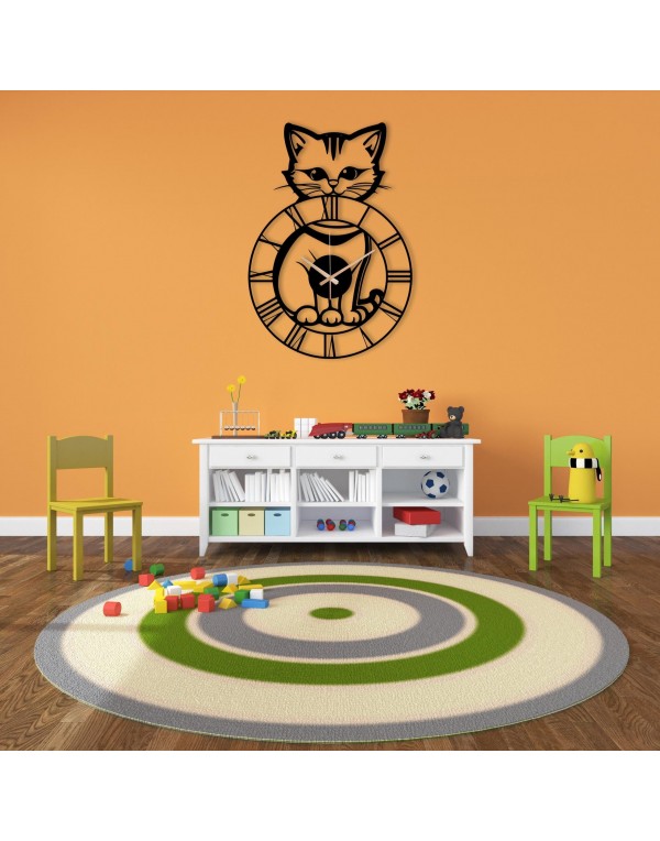 Cute Kitten Metal Wall Clock