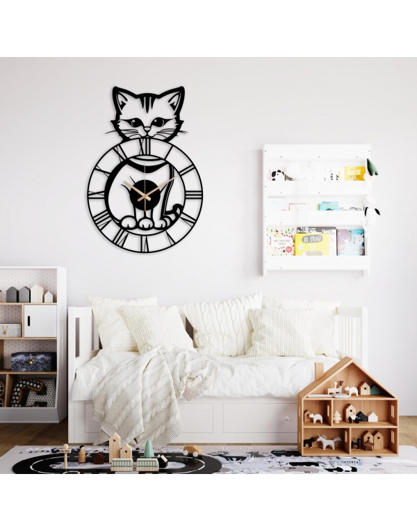 Cute Kitten Metal Wall Clock