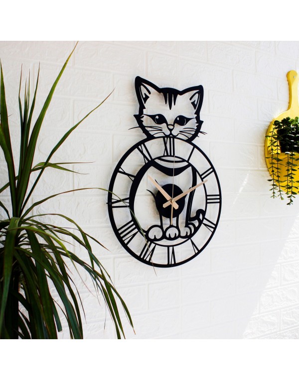 Cute Kitten Metal Wall Clock