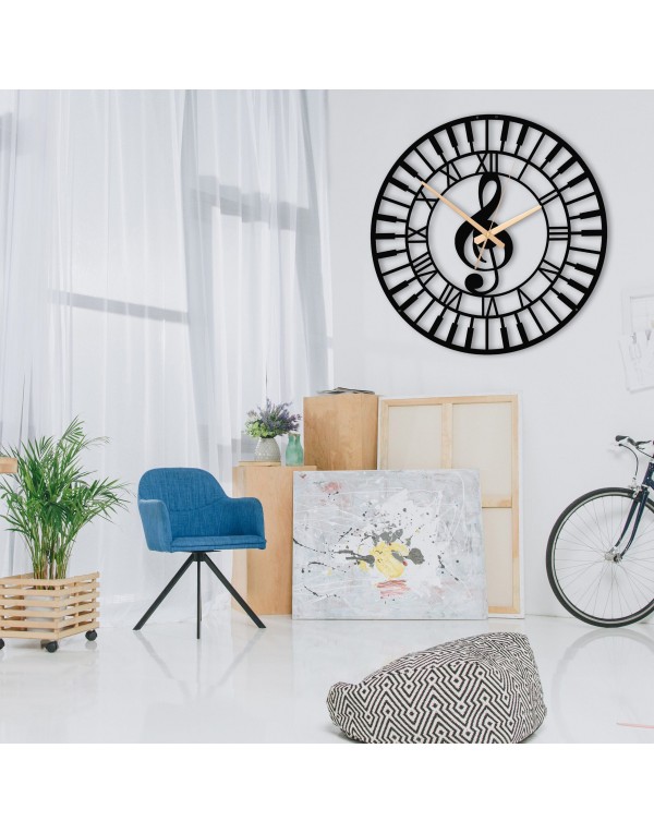 Modern silent music metal wall clock