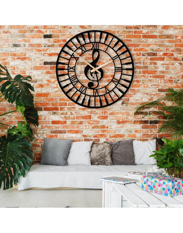 Modern silent music metal wall clock