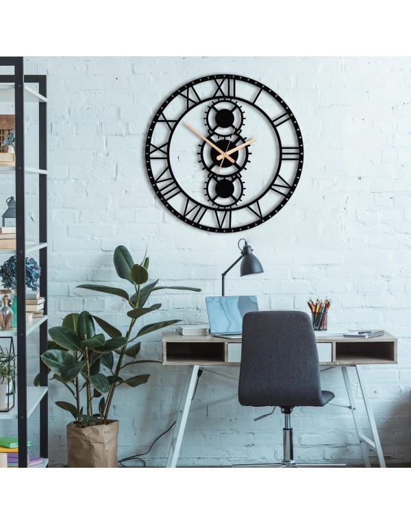 Large modern unique latin numeral metal wall clock
