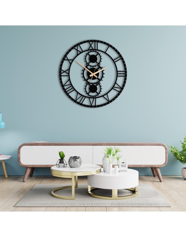 Large modern unique latin numeral metal wall clock