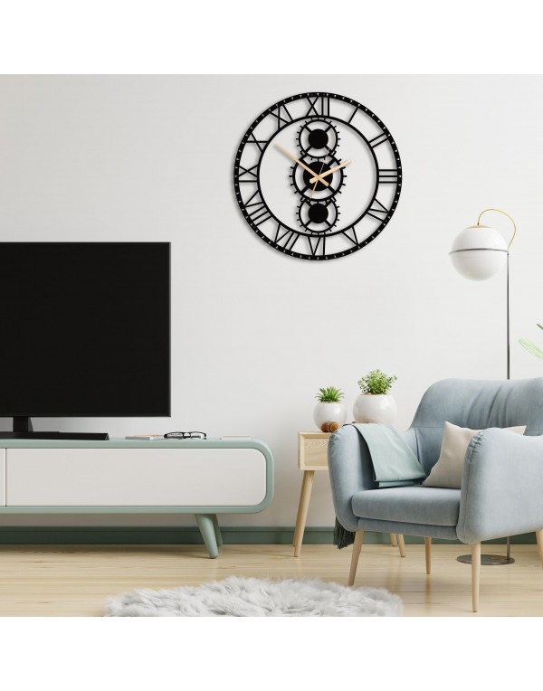 Large modern unique latin numeral metal wall clock