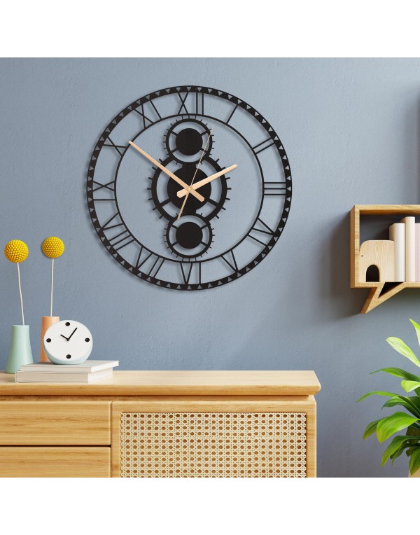 Large modern unique latin numeral metal wall clock