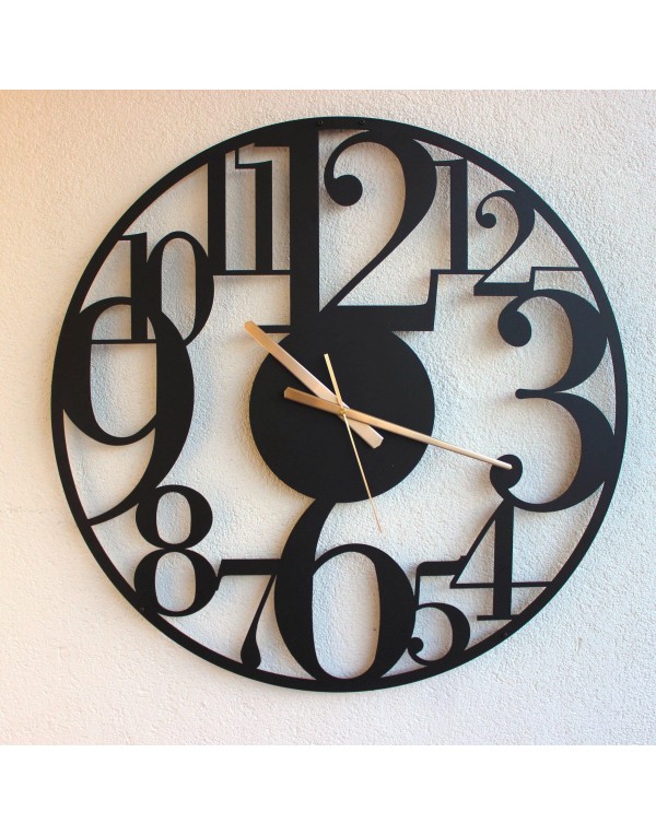 Metal wall clock with numbers