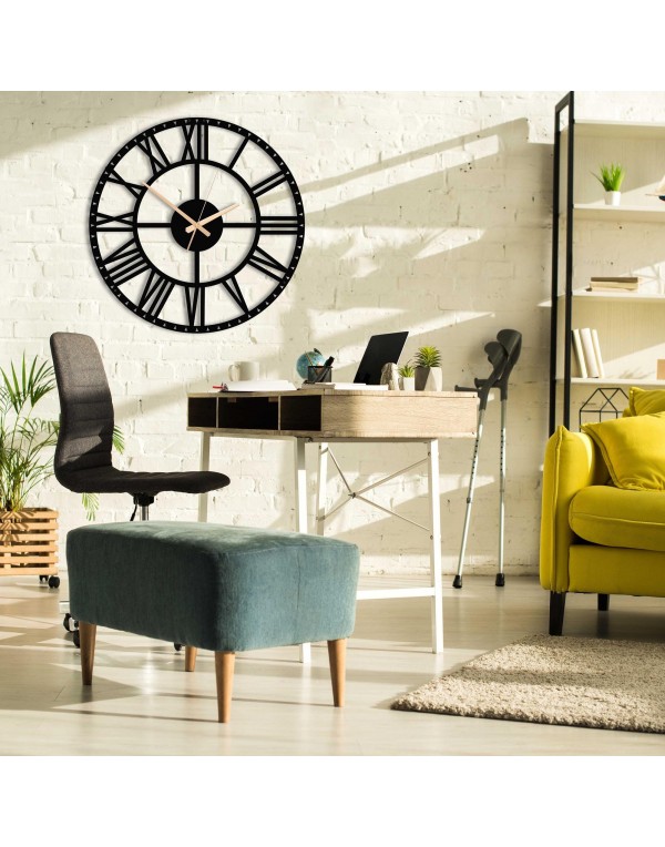 Medieval style metal clock with Roman numerals