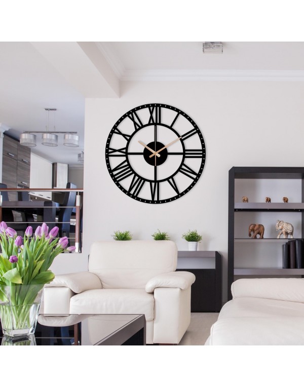 Medieval style metal clock with Roman numerals