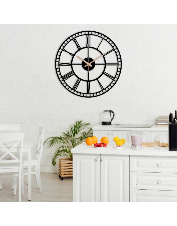 Roman numerals oversized silent metal wall clock