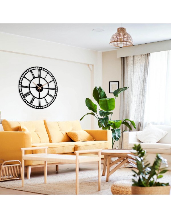 Roman numerals oversized silent metal wall clock