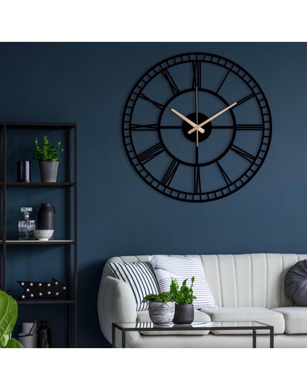 Roman numerals oversized silent metal wall clock