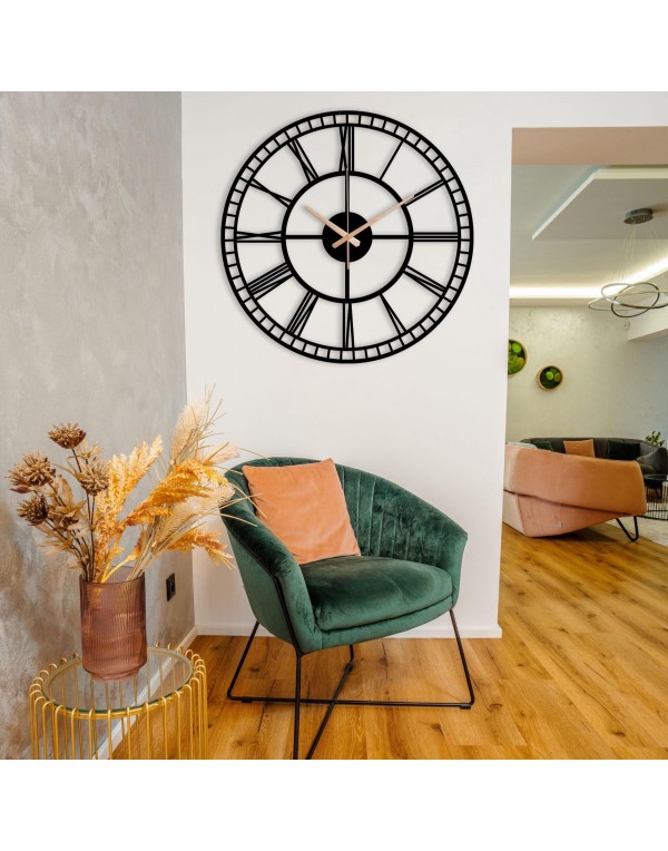 Roman numerals oversized silent metal wall clock