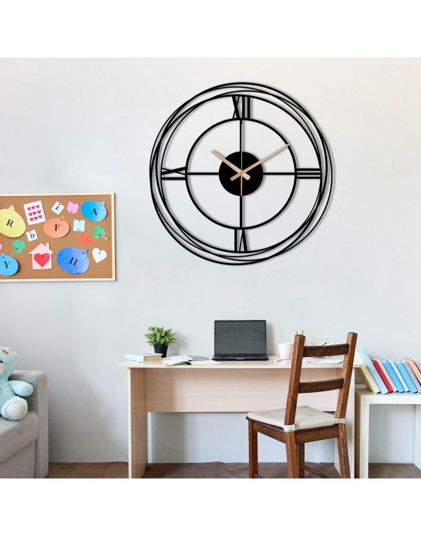 Modern silent round metal wall clock