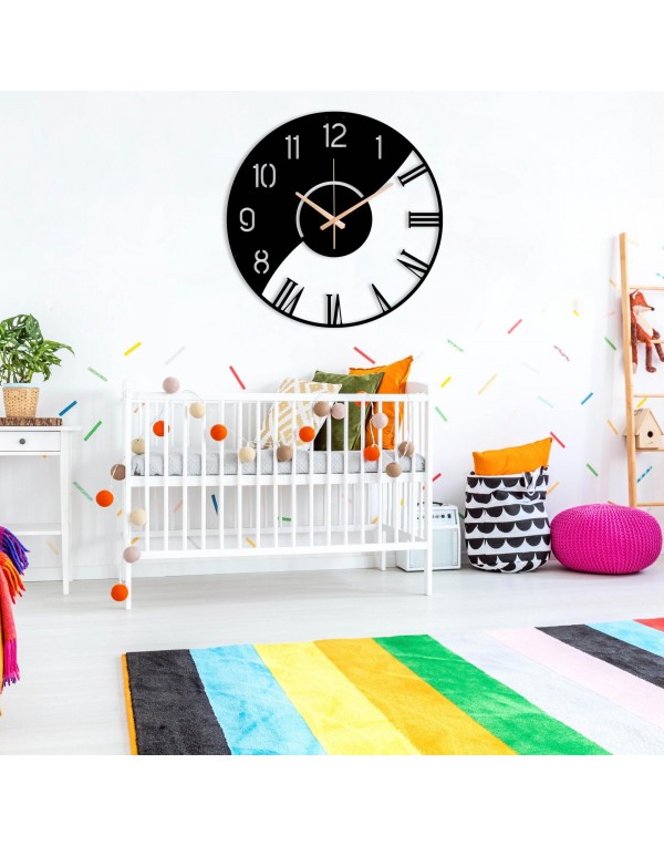Metal wall black and white design clock art