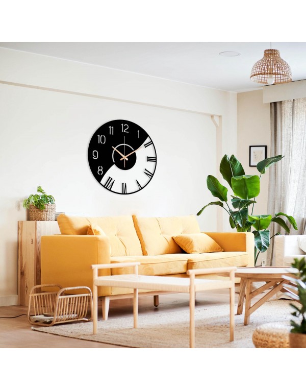 Metal wall black and white design clock art